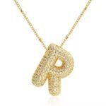 Buy 18K Gold Plated Pave Crystal Bubble Initial Necklace | Waterproof & Anti-Tarnish – Yougorgeous™