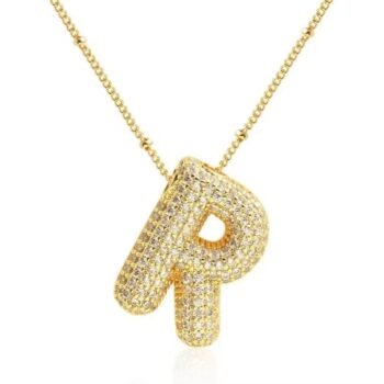 Buy 18K Gold Plated Pave Crystal Bubble Initial Necklace | Waterproof & Anti-Tarnish – Yougorgeous™