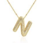 Buy 18K Gold Plated Pavé Crystal Bubble Initial N Necklace | Waterproof & Anti-Tarnish – Yougorgeous™