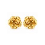 Yougorgeous 18K gold plated sculptural blooming rose camellia chunky stud earrings for women