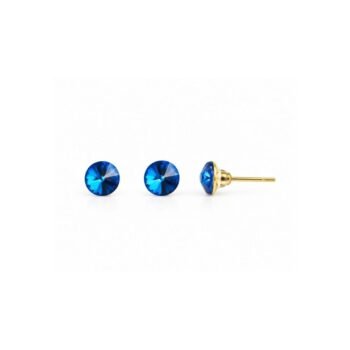 Yougorgeous royal sapphire blue rivoli crystal minimalist solitaire stud earrings for women