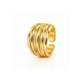 Yougorgeous 18K gold plated multi-layer intertwined wire open adjustable statement ring for women