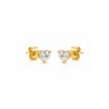 Yougorgeous 18K gold plated heart-cut clear crystal solitaire stud earrings for women