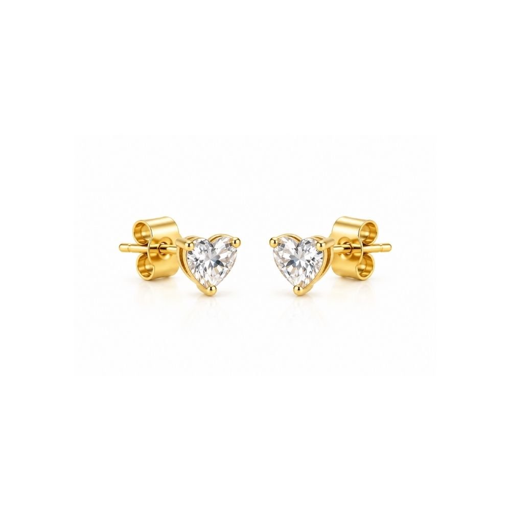 162 Yougorgeous 18K gold plated heart-cut clear crystal solitaire stud earrings for women