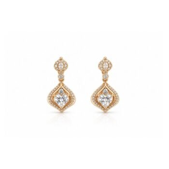 Yougorgeous 18K gold plated vintage Art Deco heart and marquise CZ halo drop earrings for women