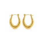 Yougorgeous 18K gold plated sculptural twisted croissant oval hoop earrings for women