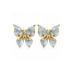 Yougorgeous 18K gold plated ethereal cloud blue marble resin butterfly stud earrings for women