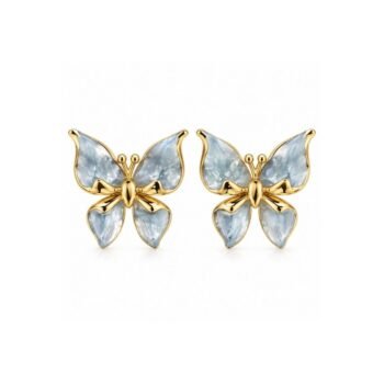Yougorgeous 18K gold plated ethereal cloud blue marble resin butterfly stud earrings for women