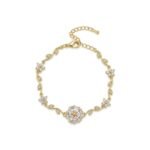 ougorgeous 18K gold plated blooming crystal flower and vine link bracelet