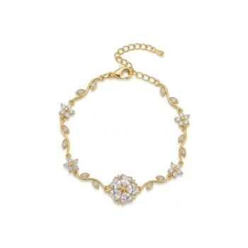ougorgeous 18K gold plated blooming crystal flower and vine link bracelet