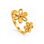 Yougorgeous 18K gold plated blooming dual daisy open adjustable bypass ring for women