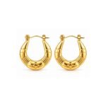 Yougorgeous 18K gold plated chunky ribbed crescent cross hoop earrings for women