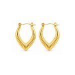 Yougorgeous 18K gold plated sculptural fluted chevron V-hoop earrings for women