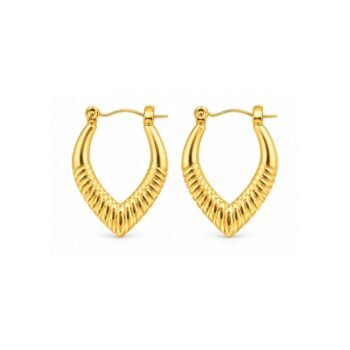 Yougorgeous 18K gold plated sculptural fluted chevron V-hoop earrings for women