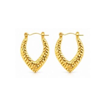 Yougorgeous 18K gold plated sculptural hammered chevron V-hoop earrings for women
